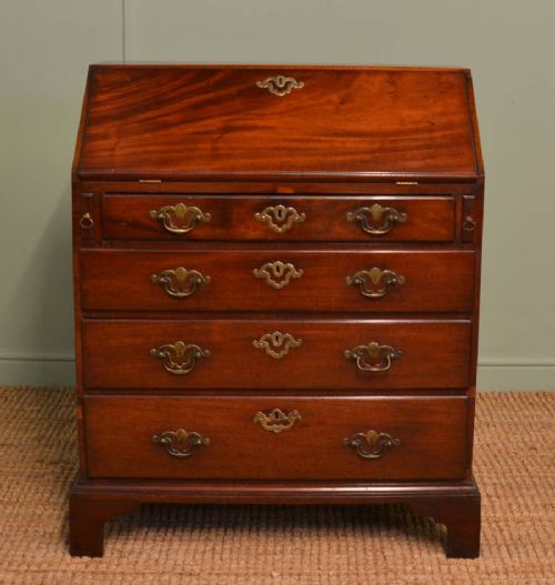 Rare Small Georgian Mahogany Antique Bureau / Writing Desk.