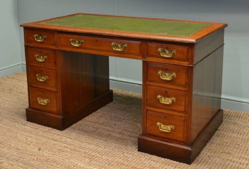 Quality Walnut Antique Victorian Pedestal Desk.