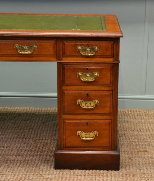 fig 1. Quality Walnut Antique Victorian Pedestal Desk.