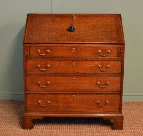 Quality George III Oak Antique Bureau.