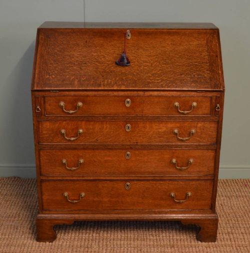 fig 1. Quality George III Oak Antique Bureau.