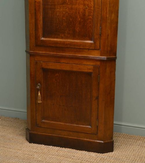 fig 1. Quality Georgian Figured Oak Large Antique Floor Standing Corner Cupboard.
