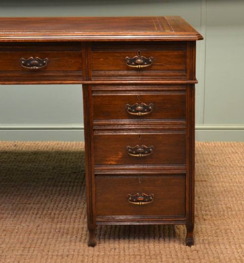 fig 1. Large Victorian Oak Antique True Partners Desk.
