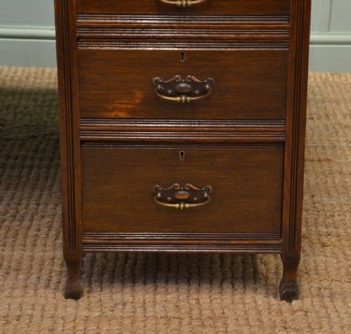 fig 2. Large Victorian Oak Antique True Partners Desk.