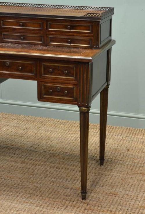 fig 1. Stunning Quality French Walnut & Brass Antique Desk.