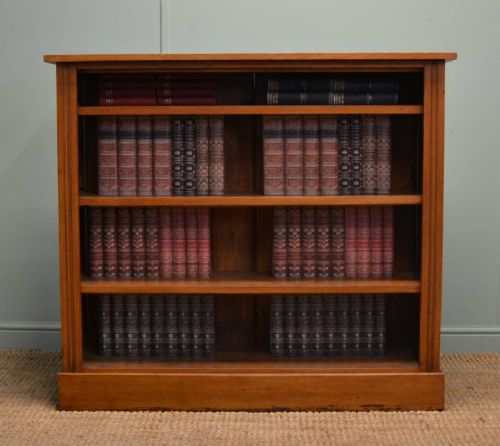 Large Victorian Quality Oak Antique Open Bookcase.