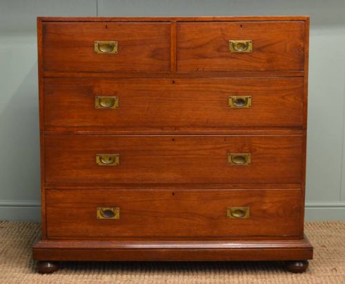Genuine Victorian Teak Antique Military Chest / Campaign Chest.