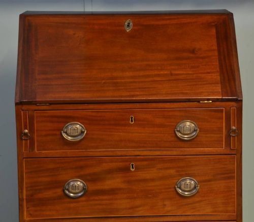 fig 2. Small, Early Victorian, Antique Mahogany Bureau.
