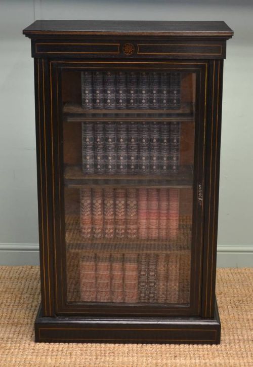 Ebonised Victorian Antique Display Cabinet.