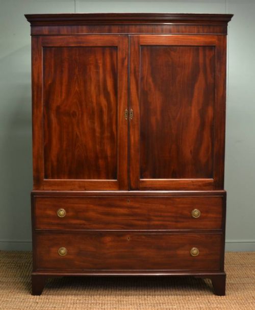 Quality Regency Antique Mahogany Linen Press with Small Proportions.