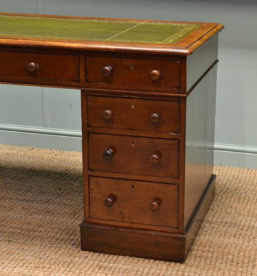 fig 1. Victorian Mahogany Twin Pedestal Antique Desk.