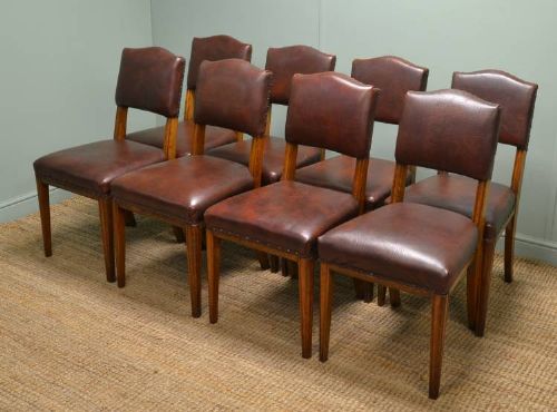 Set of Eight Quality Victorian Oak Antique Dining Chairs - By C. Pratt & Sons