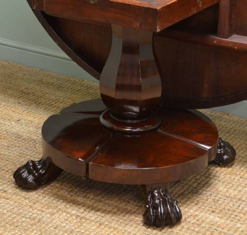 fig 1. Large Circular William IV Mahogany Antique Dining Table.