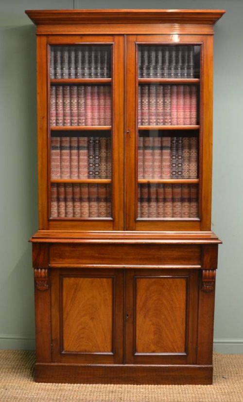Victorian Mahogany Antique Glazed Bookcase.
