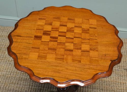 fig 1. Victorian Walnut Chess Top Occasional Antique Table.