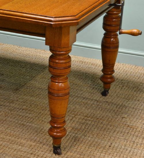 fig 1. Large Golden Oak Victorian Antique Dining Table.
