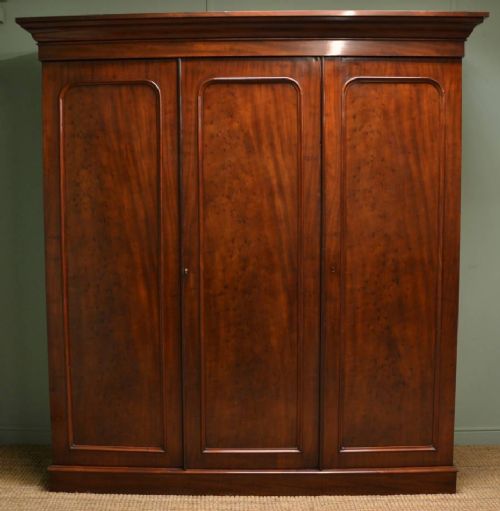 Quality Victorian Antique Mahogany Triple Wardrobe.