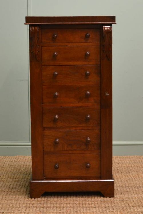 Victorian Walnut Antique Wellington Chest.