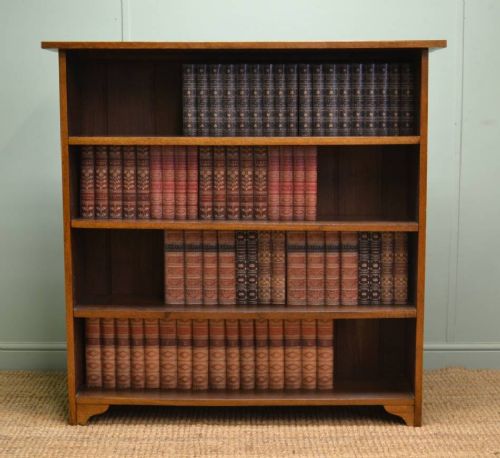 Tall, Antique, Solid Oak, Arts & Crafts Open Bookcase.