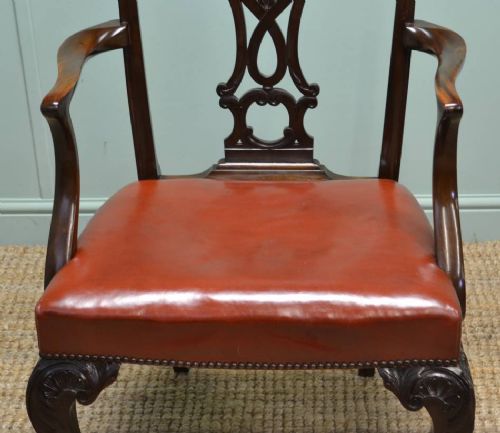 fig 1. Quality Edwardian, Chippendale Style, Antique Walnut Carver Armchair.