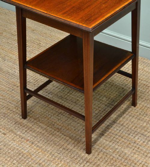 fig 1. Edwardian Inlaid Mahogany Two Tier Antique Occasional Table.
