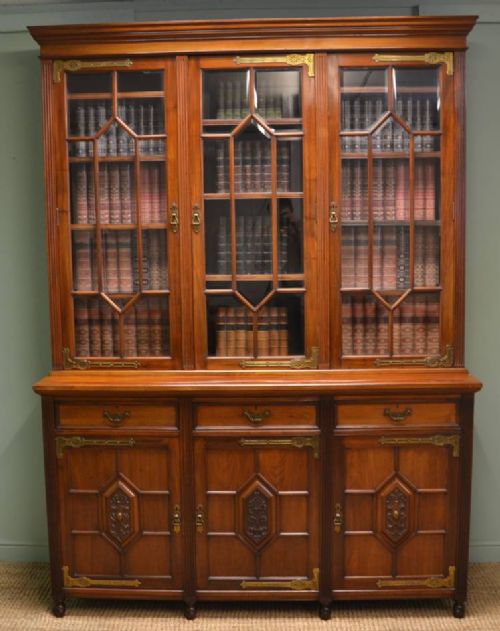 Quality Walnut Antique Victorian Library Bookcase by Maple & Co.
