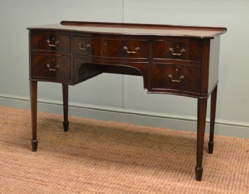 Edwardian Serpentine Front Mahogany Antique Writing Table.