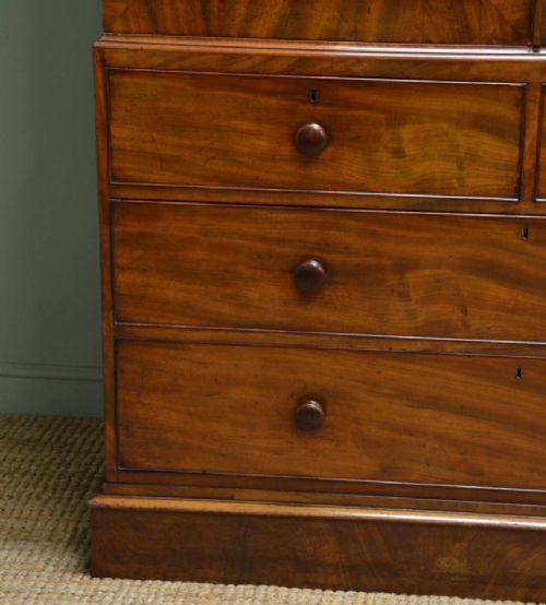 fig 1. Large, Quality Mahogany, Victorian Antique Linen Press Stamped - W. Priest