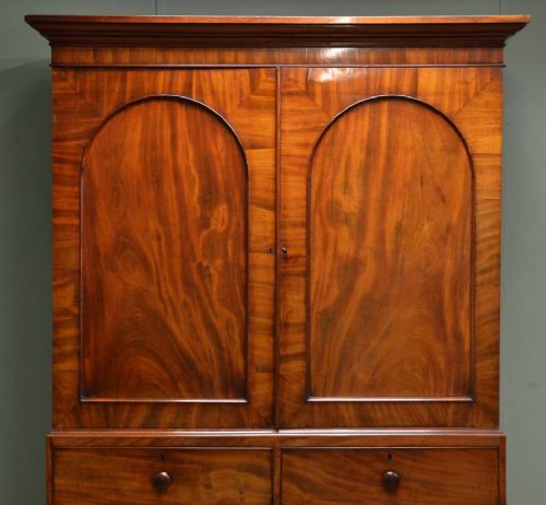 fig 2. Large, Quality Mahogany, Victorian Antique Linen Press Stamped - W. Priest