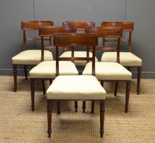 Fine Quality, Set of Six, Regency Mahogany Antique Dining Chairs.