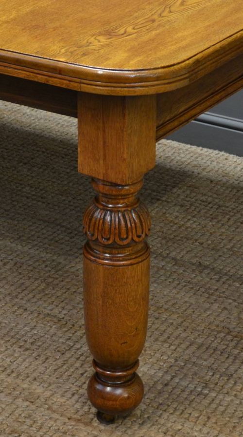 fig 1. Quality Antique Victorian Oak Wind Out Extending Dining Table.