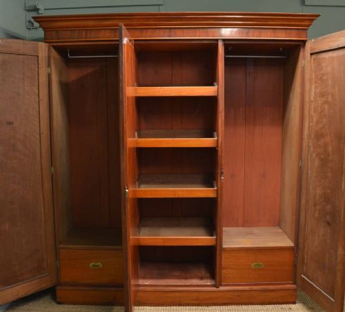fig 3. Victorian Mahogany Antique Triple Wardrobe.