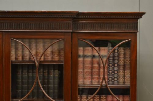 fig 2. Edwardian Mahogany Break Fronted Glazed Antique Bookcase.