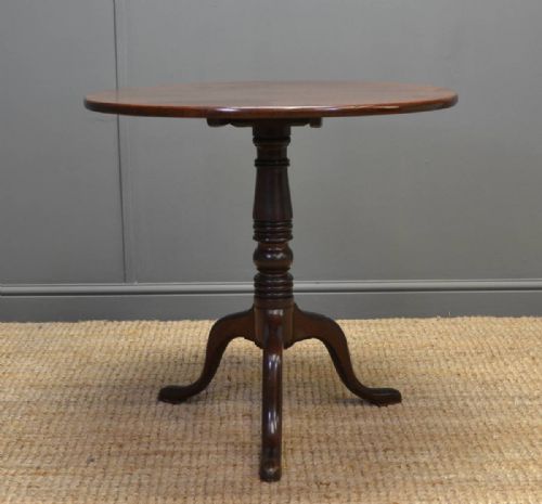fig 1. Antique Georgian Mahogany Tilt Top Tripod Occasional Table.