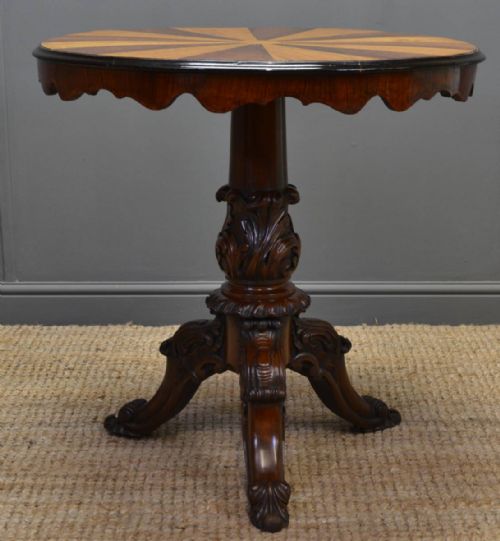 fig 1. Stunning Antique Victorian Segmented Rose and Satinwood Top Occasional Table.