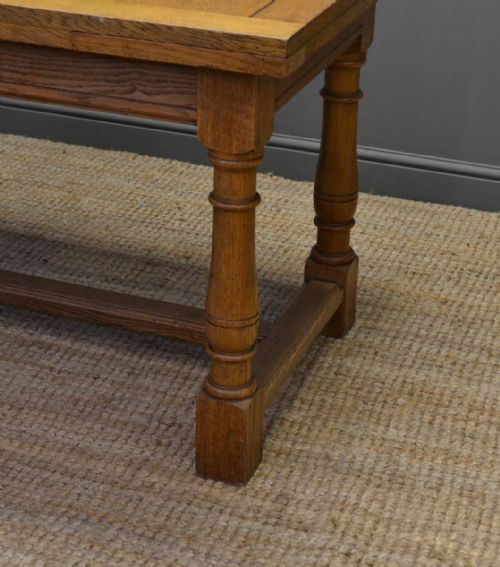 fig 1. Solid Oak Edwardian Arts & Crafts Antique Draw Leaf Refectory Table.