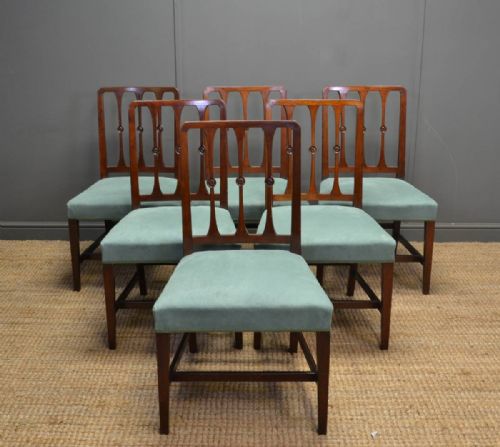 Set of Six Victorian Mahogany Antique Dining Chairs.