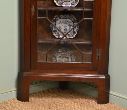 fig 1. Georgian Floor standing Glazed Mahogany Antique Corner Cupboard.