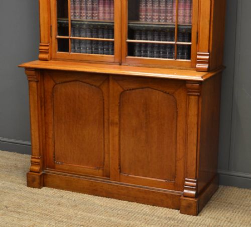 fig 1. Superb Quality Walnut Arts & Crafts Antique Glazed Bookcase.