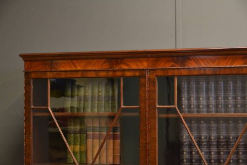 fig 2. Superb Quality Antique Edwardian Mahogany Three Door Glazed Bookcase - by Duce & Co.