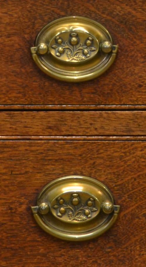 fig 2. Quality Georgian Oak Antique Bureau with Mahogany Cross Banding.