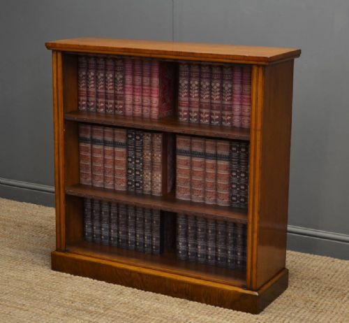Light Walnut Antique Victorian Open Bookcase.