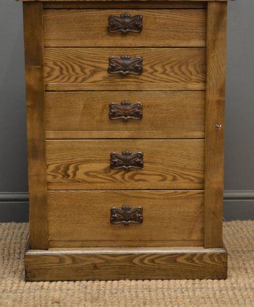 fig 1. Unusually Small Victorian Antique Ash Wellington Chest.
