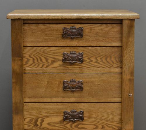 fig 2. Unusually Small Victorian Antique Ash Wellington Chest.