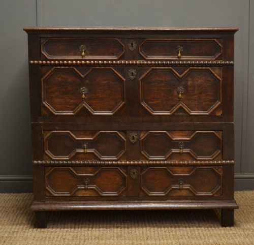 Early 18th Century Period Oak Antique Chest.