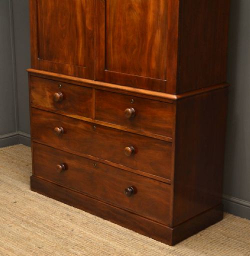 fig 1. Quality Antique Regency Mahogany Hanging Linen Press.