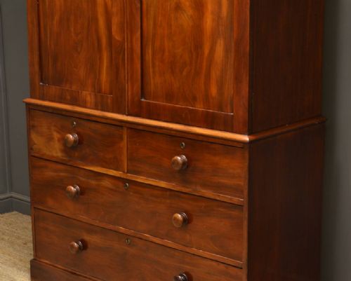 fig 2. Quality Antique Regency Mahogany Hanging Linen Press.