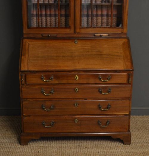 fig 1. Quality, Mid Georgian, Antique Mahogany Bureau Bookcase.