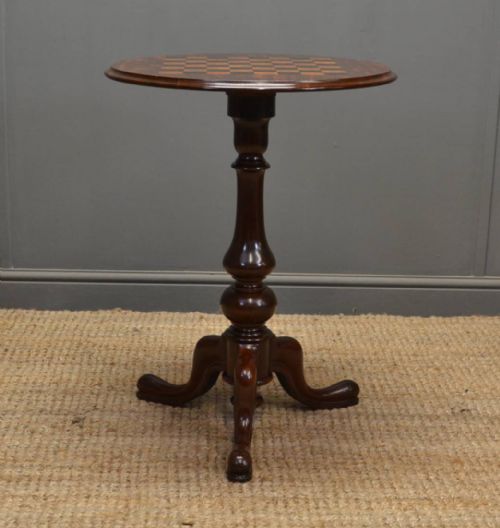 fig 1. Quality Victorian Mahogany Antique Chess Top Table.