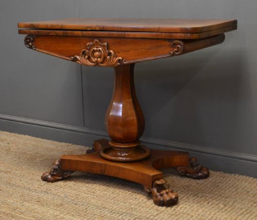 William Iv, Quality, Antique Rosewood Card Table / Games Table